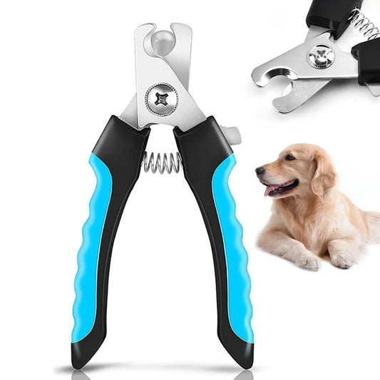 Cortaúñas profesional Azul para perros y gatos con mango antideslizante y cuchillas de acero inoxidable.