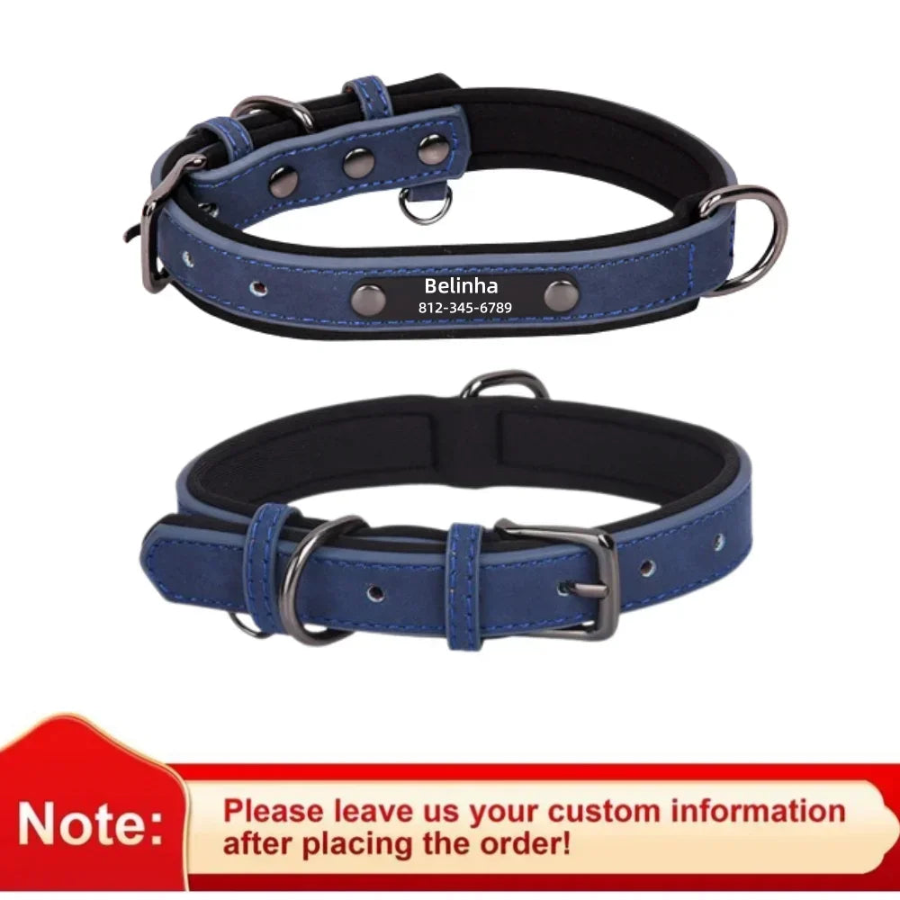 Collar de Cuero Personalizado para Perro | Placa Grabada Gratis | AmaDog