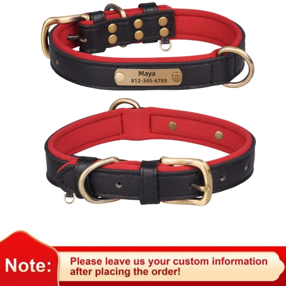 Collar de Cuero Personalizado para Perro | Placa Grabada Gratis | AmaDog