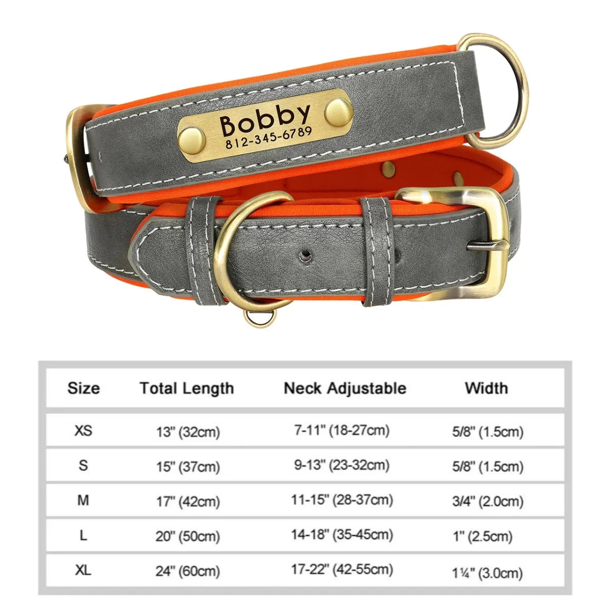 Collar de Cuero Personalizado para Perro | Placa Grabada Gratis | AmaDog