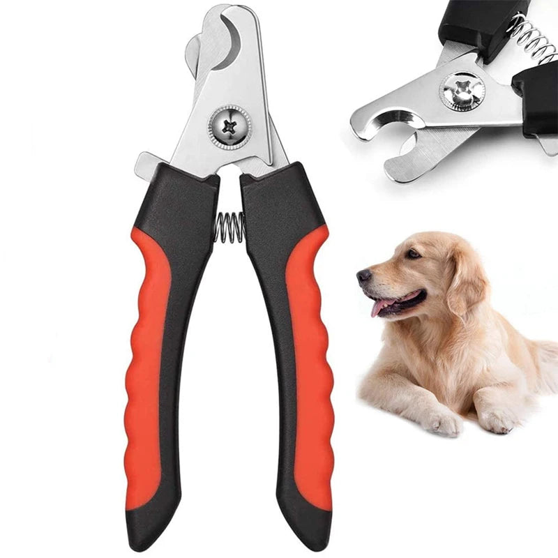 Cortaúñas profesional rojo para perros y gatos con mango antideslizante y cuchillas de acero inoxidable.
