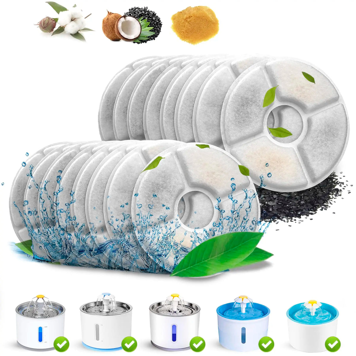 Filtros de carbón activado de triple filtración para fuente de agua automática para gatos y perros, compatibles con múltiples modelos – AmaDog
