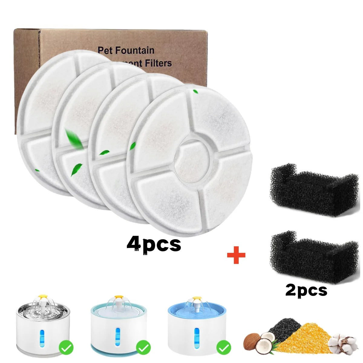 Filtros de Repuesto de Carbón Activado para Fuente de Agua para Mascotas – Set de 4, 8 o 12 Piezas